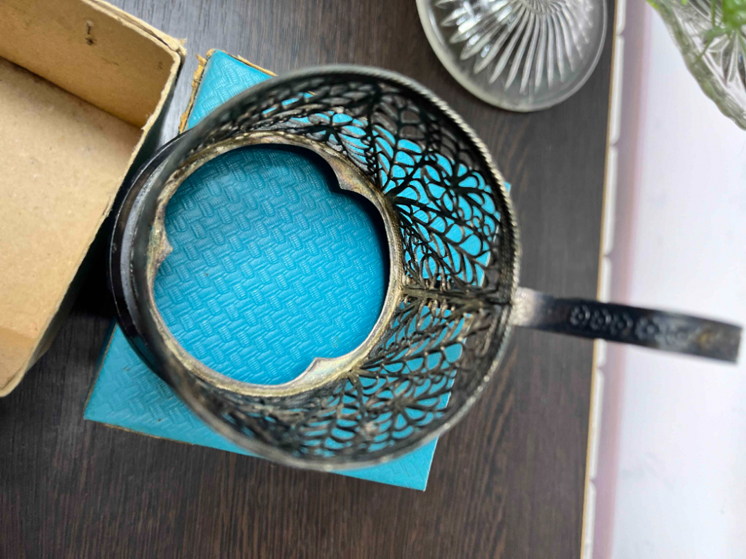 Подстаканник в фабричной коробке. Мстерский з-д ХИ "Ювелир". Скань, филигрань. Винтаж. Картинка 7